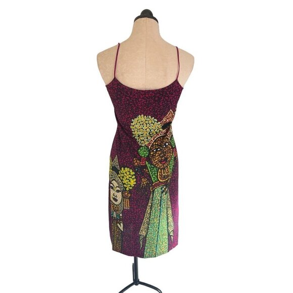 Custo Barcelona Vintage Y2K Slip Dress Size Large Mesh Overlay Magenta Purple - Picture 4 of 13